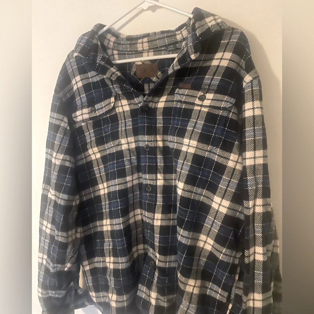 Orvis Flannel Blue Plaid Button XL button Up